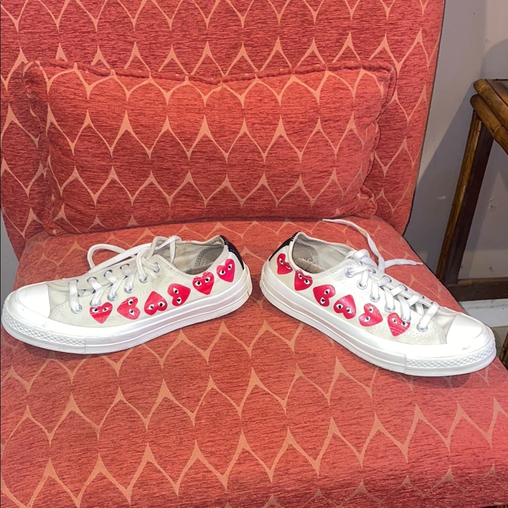 Comme des Garcons PLAY White and Red Converse Sneakers